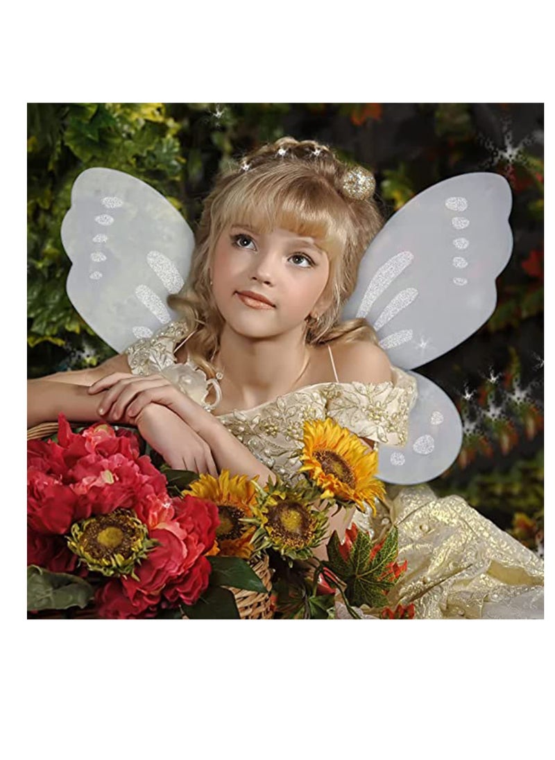 Butterfly Wings Dress Up Fairy Wings for Girls Princess Costumes Accessories Birthday Party Fairy Festival Rave Dress Up Makeup Play Show  Prom Show Wings (White)