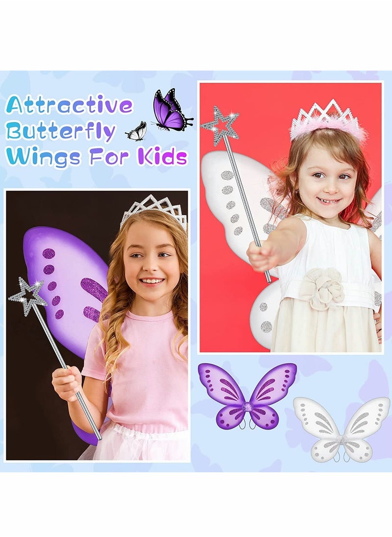 Butterfly Fairy Wings 2 Pieces Butterfly Wing Dress Up Costume Accessory  Wing for Kids Fairy Wings for Princess Birthday Party Makeup Play Play House Show