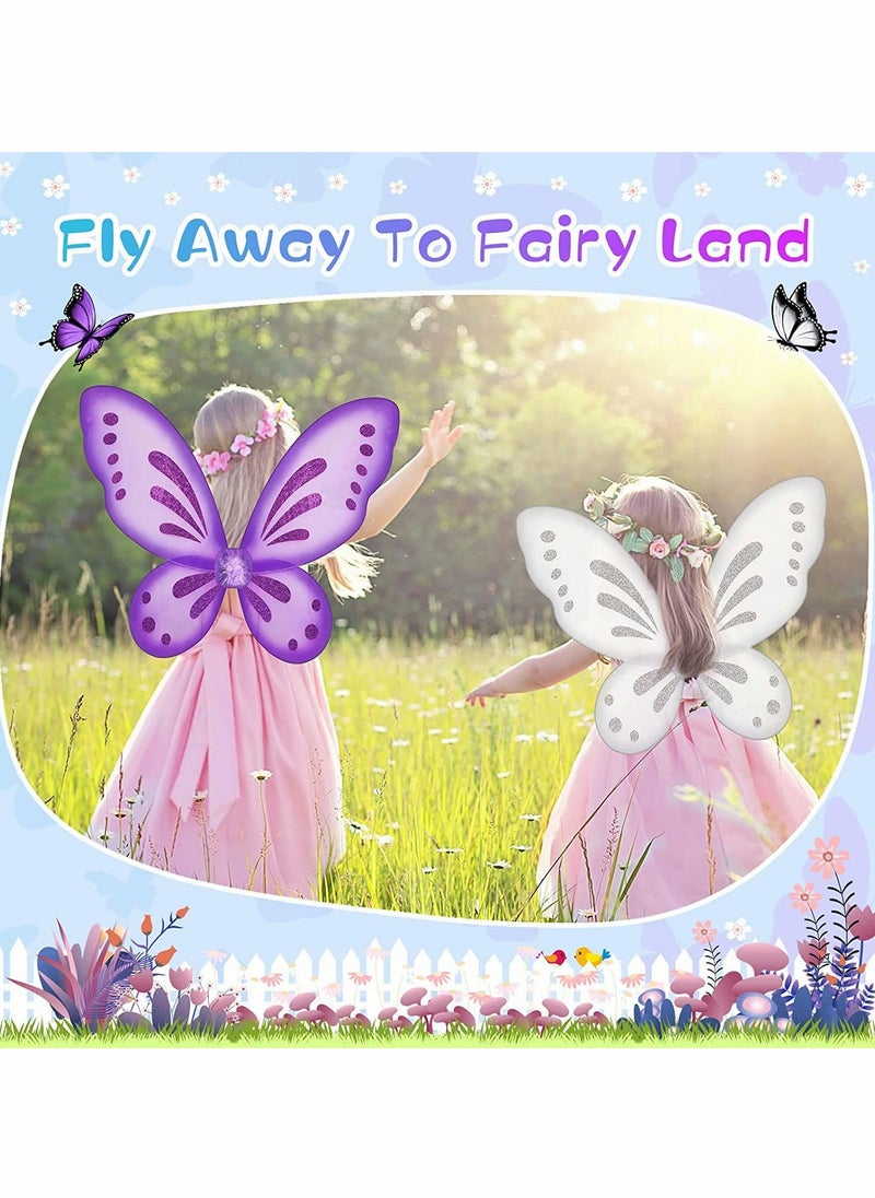 Butterfly Fairy Wings 2 Pieces Butterfly Wing Dress Up Costume Accessory  Wing for Kids Fairy Wings for Princess Birthday Party Makeup Play Play House Show