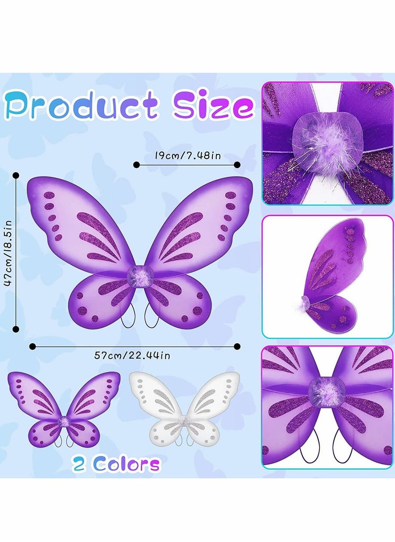 Butterfly Fairy Wings 2 Pieces Butterfly Wing Dress Up Costume Accessory  Wing for Kids Fairy Wings for Princess Birthday Party Makeup Play Play House Show