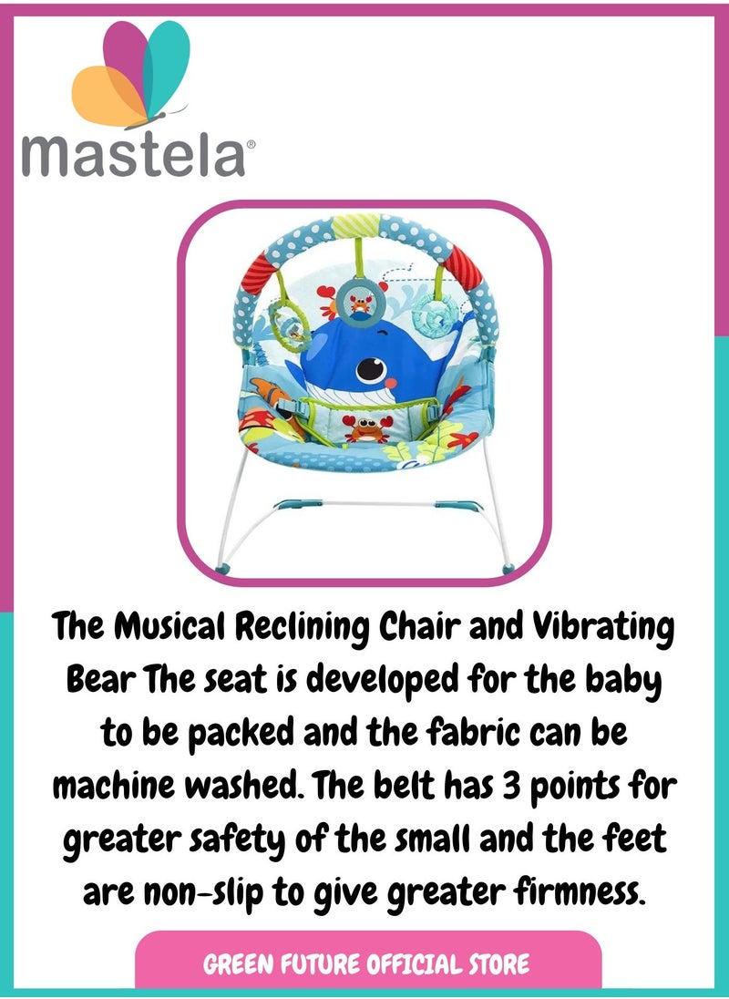 Baby Bouncer And Toddler Baby Rocker With Soothing Vibration And Hanging Toys - Blue