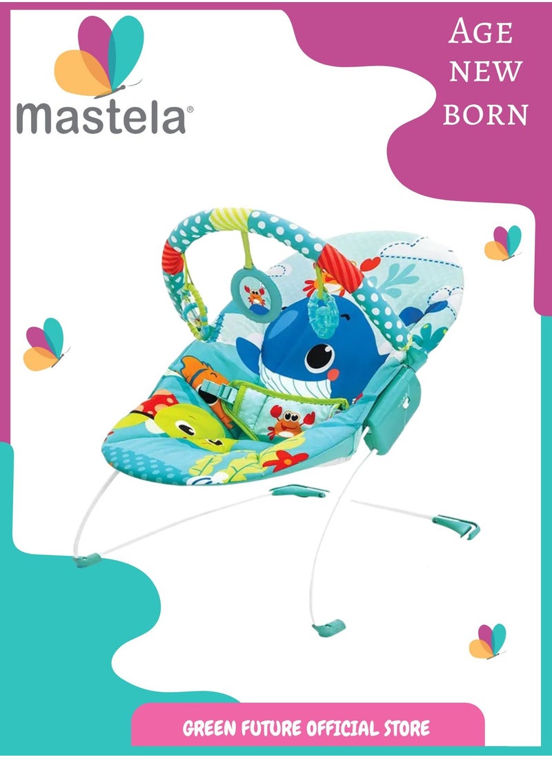 Baby Bouncer And Toddler Baby Rocker With Soothing Vibration And Hanging Toys - Blue