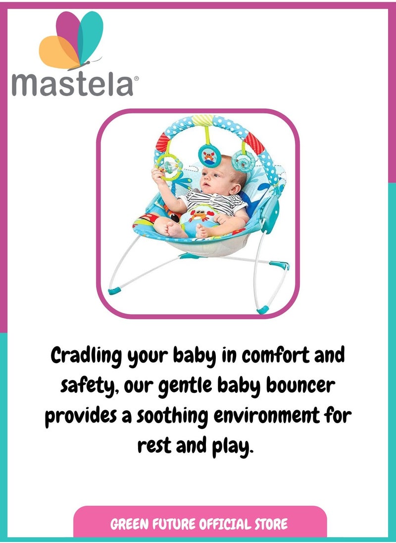 Baby Bouncer And Toddler Baby Rocker With Soothing Vibration And Hanging Toys - Blue