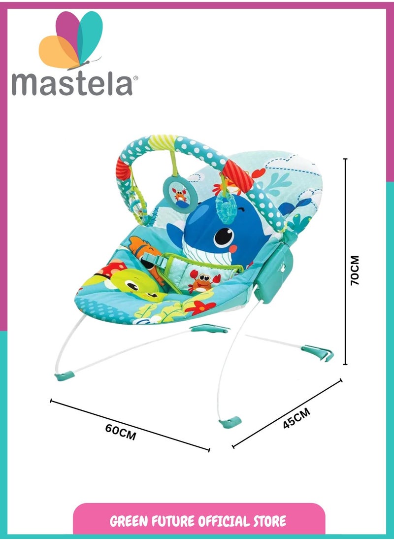 Baby Bouncer And Toddler Baby Rocker With Soothing Vibration And Hanging Toys - Blue