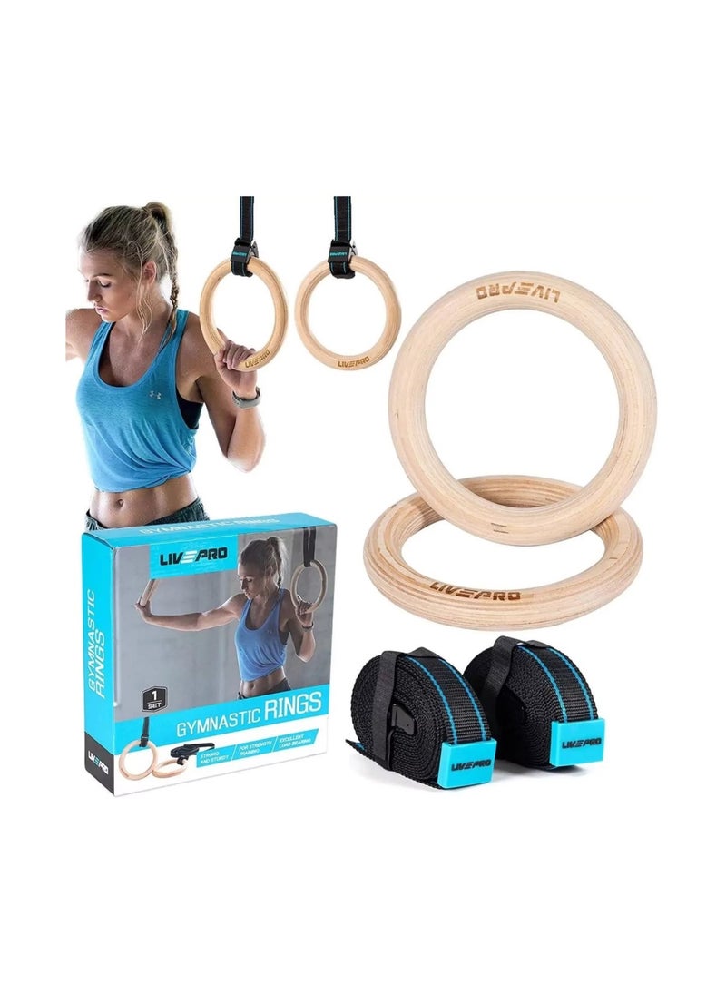 Gym Rings Wood Gymnastic Ring Straps Heavy Duty Gym Equipment for Cross Training Workout Strength Training Gymnastics Fitness Pull Ups And Dips