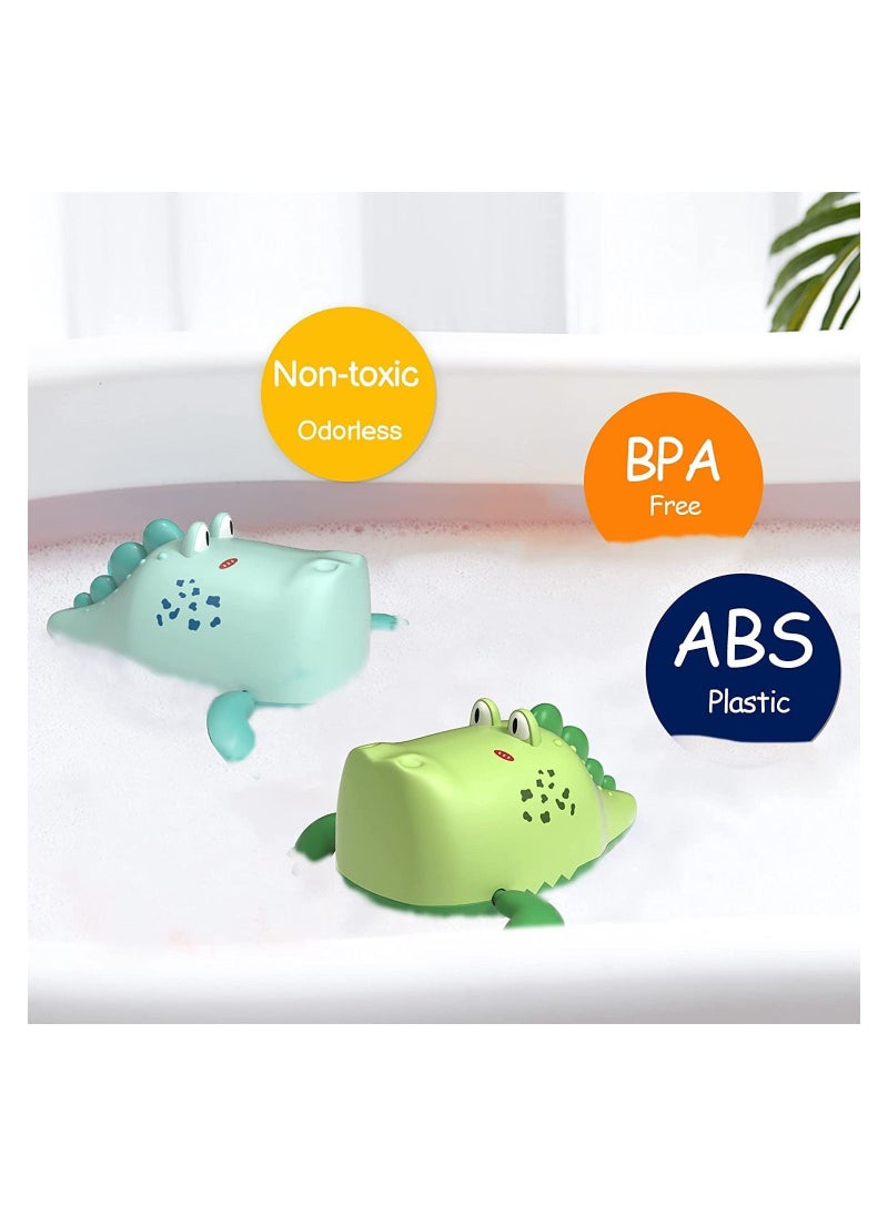 Baby Bath Toys, Floating Wind-up Gator Swimming Pool Games Water Play Gift for Bathtub Shower Beach Infant Kids Age 3 4 5 6 Years Old, Cartoon Big Crocodile Wind-up Bathroom Swimming Toy (2PCS)