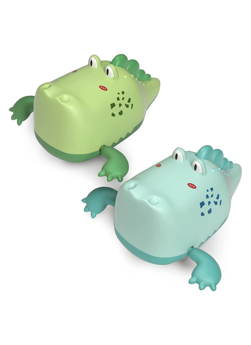 Baby Bath Toys, Floating Wind-up Gator Swimming Pool Games Water Play Gift for Bathtub Shower Beach Infant Kids Age 3 4 5 6 Years Old, Cartoon Big Crocodile Wind-up Bathroom Swimming Toy (2PCS)