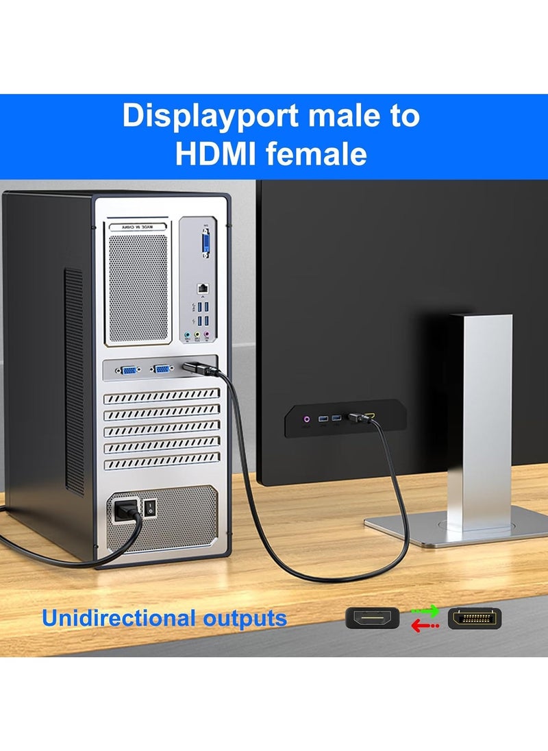 4K DisplayPort to HDMI Adapter, 2 Pack Uni-Directional DP PC to HDMI Monitor Converter, 4K Ultra HD DP Display Port to HDMI Adapter(Male to Female), Compatible for Lenovo Dell HP and Other Brand