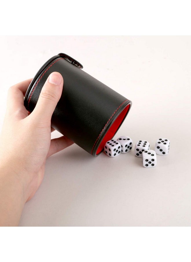 Dice Cup Leather Dice Games Shaker With Lid Bar Liar Dice Rolling Set Cup Storage Box Tray For Yahtzee Farkle Backgammon Bar Birthday Party Craps Games