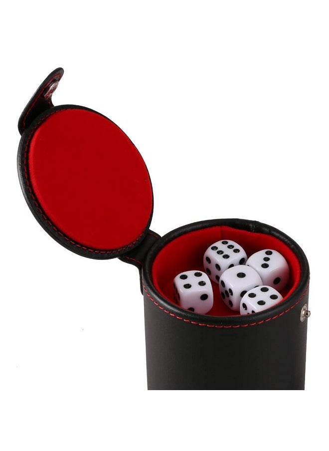 Dice Cup Leather Dice Games Shaker With Lid Bar Liar Dice Rolling Set Cup Storage Box Tray For Yahtzee Farkle Backgammon Bar Birthday Party Craps Games