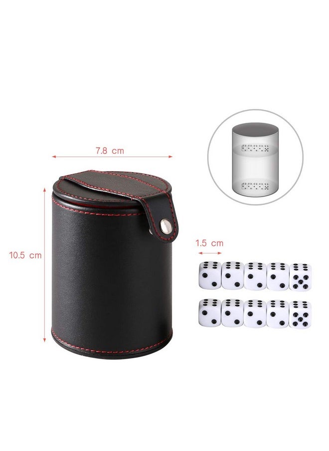 Dice Cup Leather Dice Games Shaker With Lid Bar Liar Dice Rolling Set Cup Storage Box Tray For Yahtzee Farkle Backgammon Bar Birthday Party Craps Games