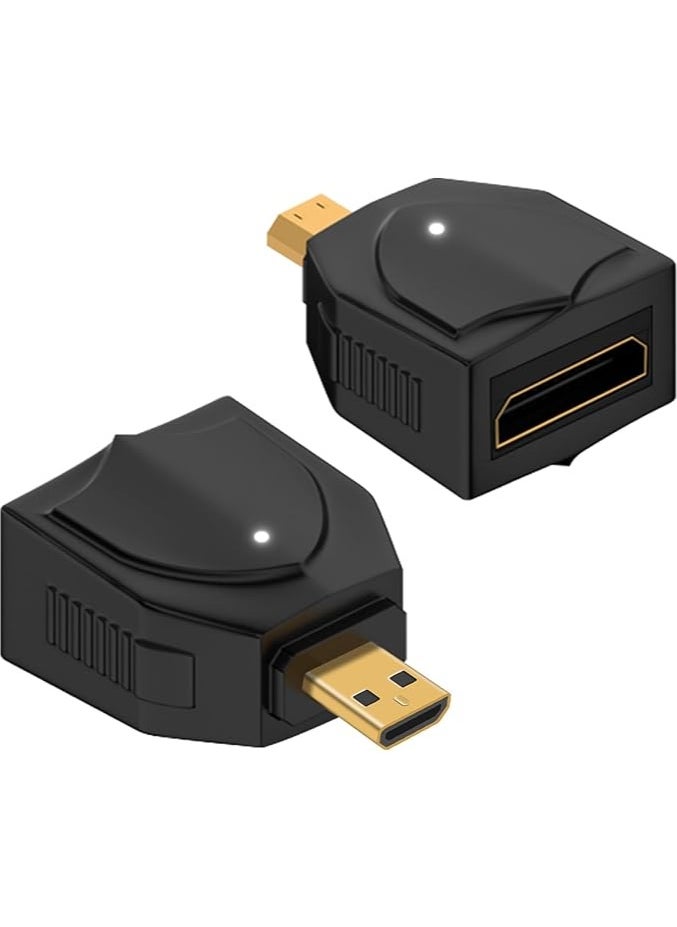 2 Pack 8K Micro HDMI to Mini HDMI Adapter, 48Gbps Micro HDMI Male to HDMI A Female Adapter, Standard Micro HDMI Adapter 2.1 Version, Supports 8K@60Hz/4K@120Hz Video, for Laptop, Projector, Monitor