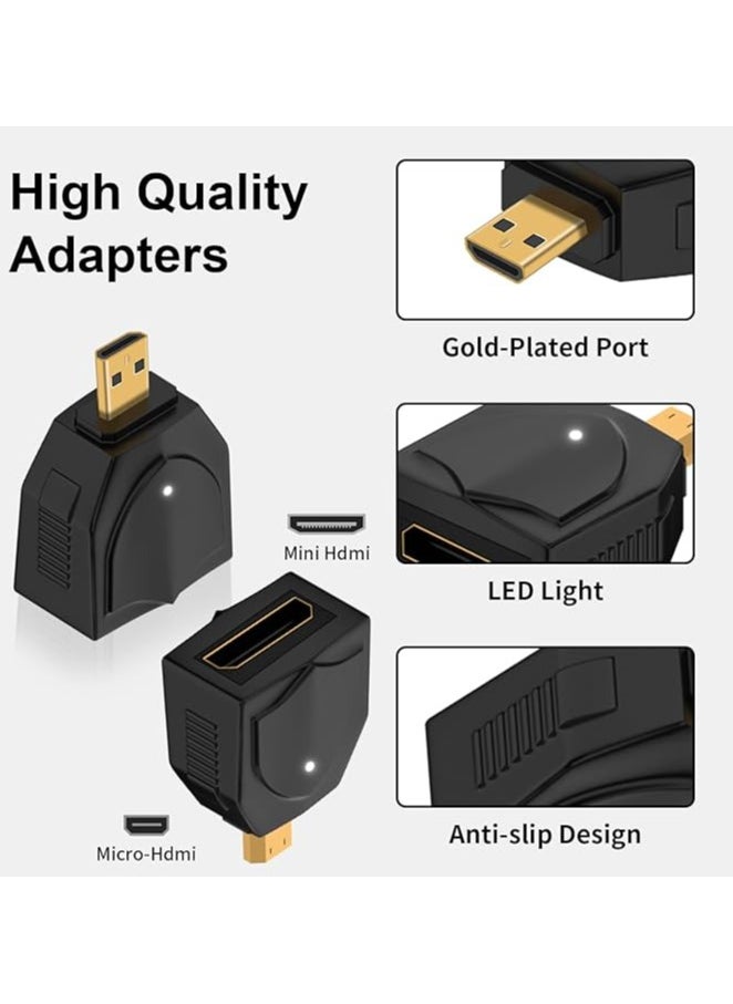 2 Pack 8K Micro HDMI to Mini HDMI Adapter, 48Gbps Micro HDMI Male to HDMI A Female Adapter, Standard Micro HDMI Adapter 2.1 Version, Supports 8K@60Hz/4K@120Hz Video, for Laptop, Projector, Monitor