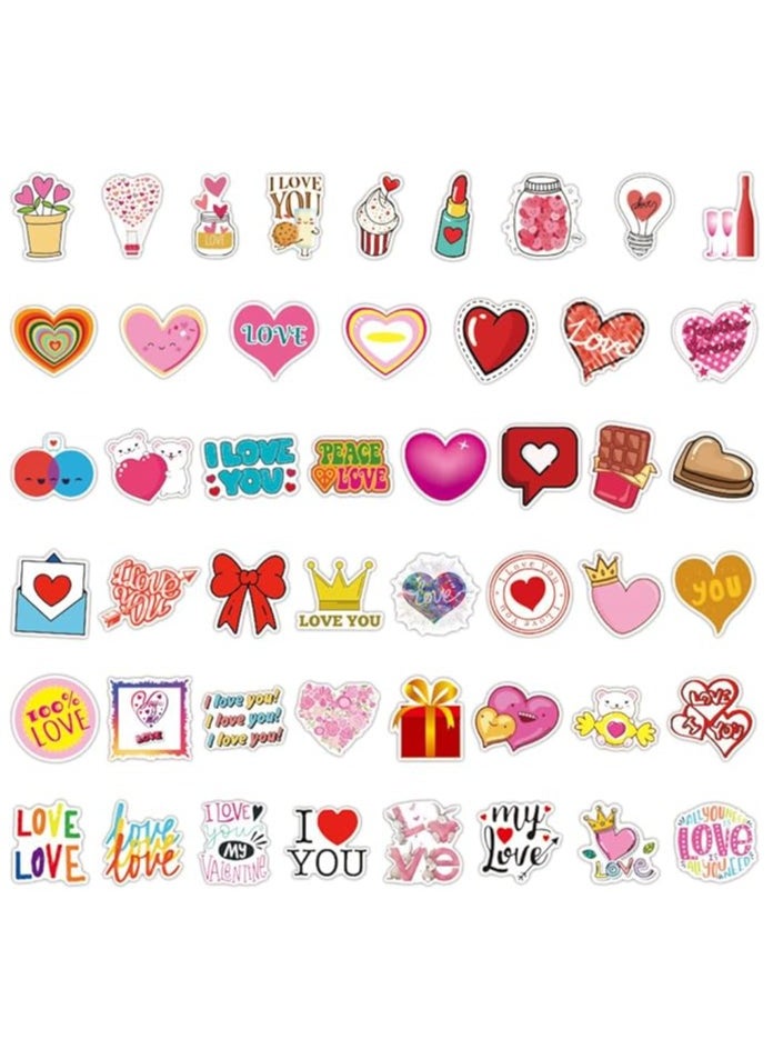 100Pcs Love Stickers Love Heart Vinyl Waterproof Romantic Stickers for Kids Teens Adults Scrapbook Sticker with Heart Shape for Laptop, Motorcycles, Luggage, Water Bottles, Skateboard Decor