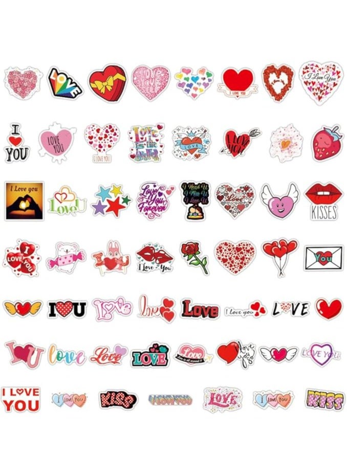 100Pcs Love Stickers Love Heart Vinyl Waterproof Romantic Stickers for Kids Teens Adults Scrapbook Sticker with Heart Shape for Laptop, Motorcycles, Luggage, Water Bottles, Skateboard Decor