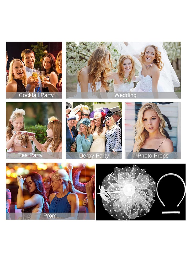 Veil Headband with Hair Clip Women Tea Party Hat Headband Wedding Church Feather Tiara Bridal Hair Accessories Mesh Top Hat Jockey Club Hair Accessories Women's Hats Party Prom Hats