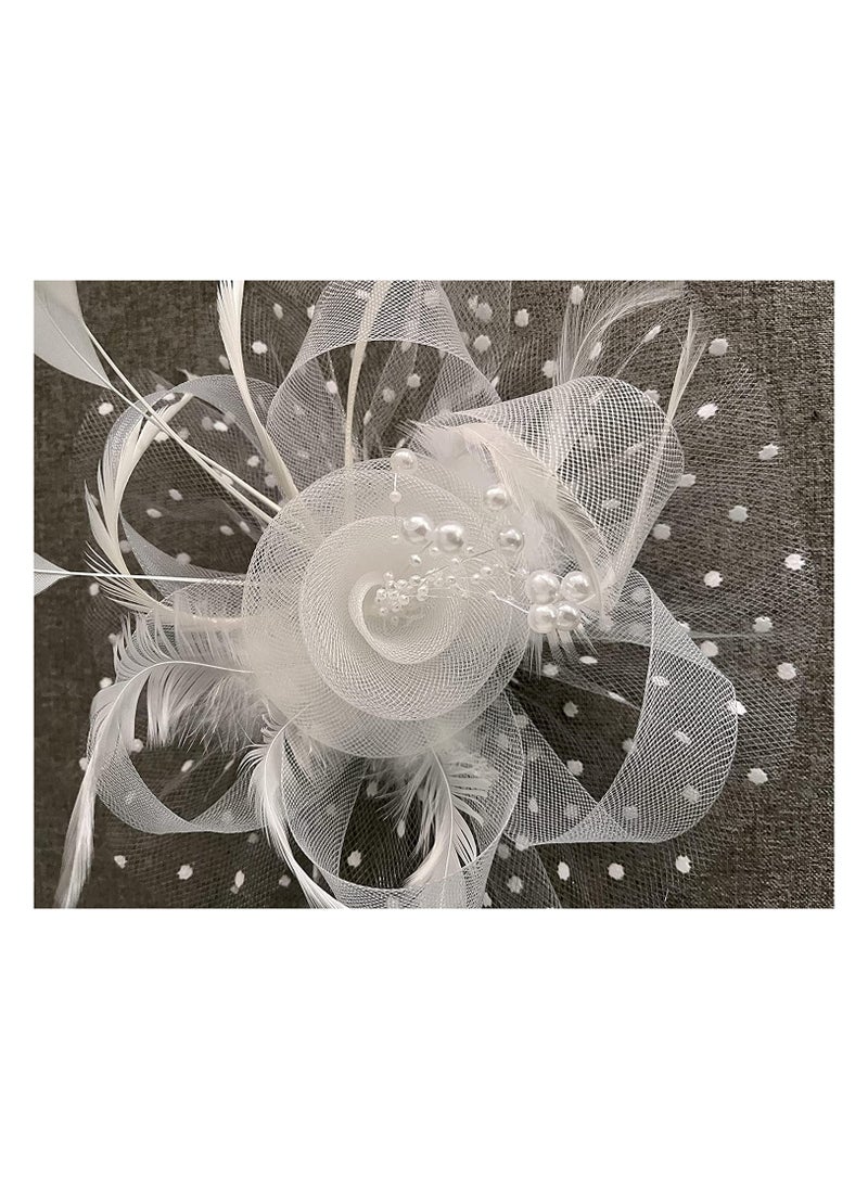 Veil Headband with Hair Clip Women Tea Party Hat Headband Wedding Church Feather Tiara Bridal Hair Accessories Mesh Top Hat Jockey Club Hair Accessories Women's Hats Party Prom Hats