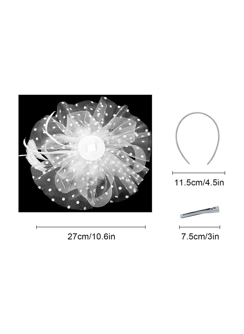 Veil Headband with Hair Clip Women Tea Party Hat Headband Wedding Church Feather Tiara Bridal Hair Accessories Mesh Top Hat Jockey Club Hair Accessories Women's Hats Party Prom Hats