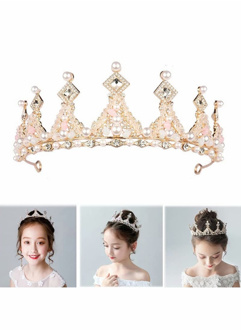 Crystal Princess Crown for Girl Women Ladies Queen Tiaras with Rhinestone Gold Birthday Tiaras Headpieces Accessories for Girls Wedding Prom Costume Party Elegant Crown Lady Girl Bride Wedding Prom