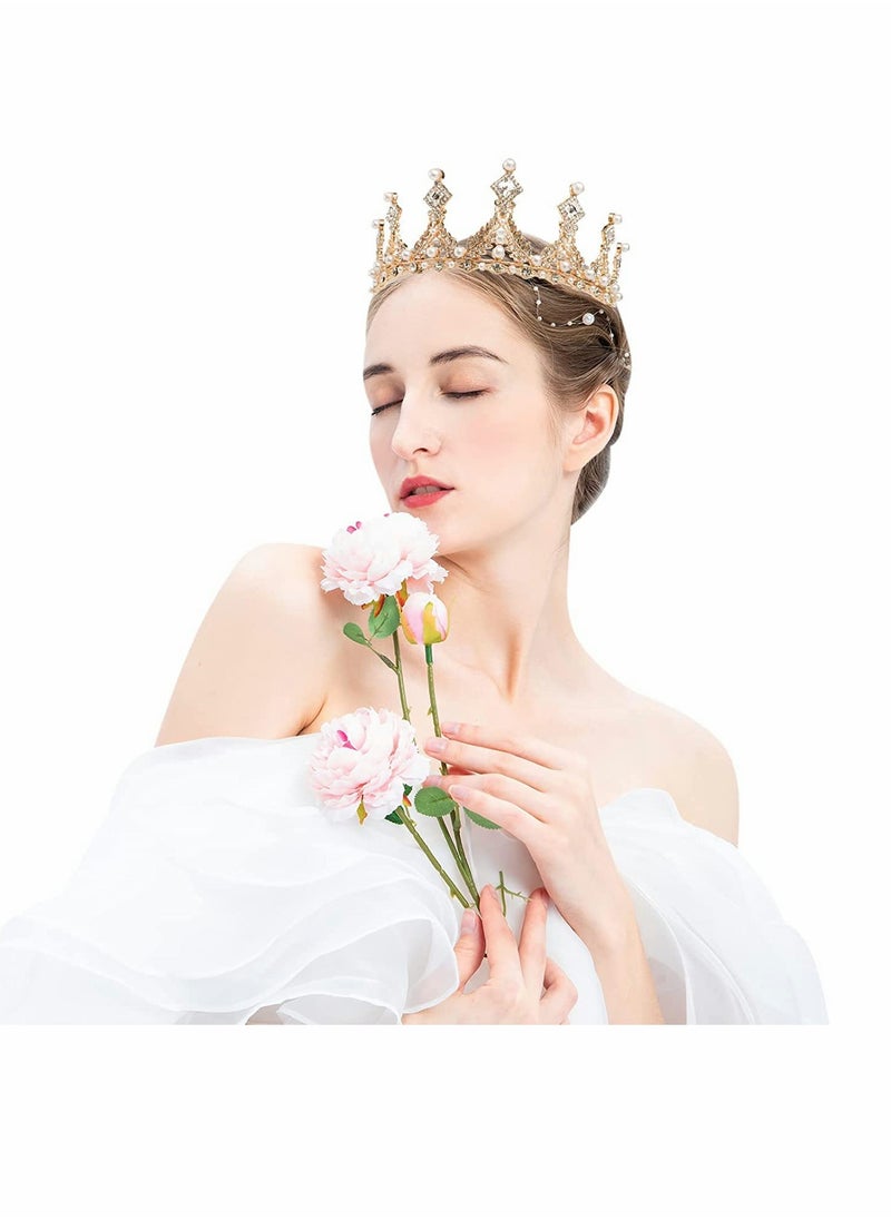 Crystal Princess Crown for Girl Women Ladies Queen Tiaras with Rhinestone Gold Birthday Tiaras Headpieces Accessories for Girls Wedding Prom Costume Party Elegant Crown Lady Girl Bride Wedding Prom
