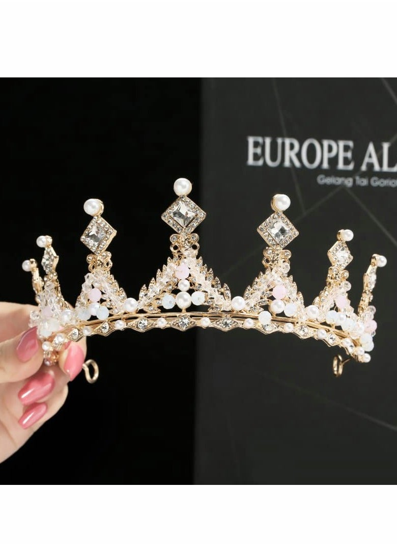 Crystal Princess Crown for Girl Women Ladies Queen Tiaras with Rhinestone Gold Birthday Tiaras Headpieces Accessories for Girls Wedding Prom Costume Party Elegant Crown Lady Girl Bride Wedding Prom