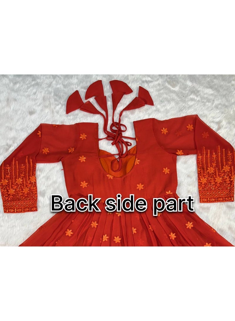 PREMIUM READYMADE DARK ORANGE ANARKALI SUIT SET