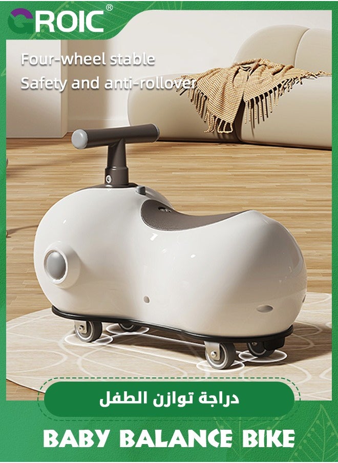 Baby Balance Bike with Lights and Music, Baby Peanut Twist Car, Cute Ride On Car Toys Swing Wiggle Car with 4 Universal Wheels, Toddler Balance Bicycle Sliding Car Gift for 1-3 Years Old
