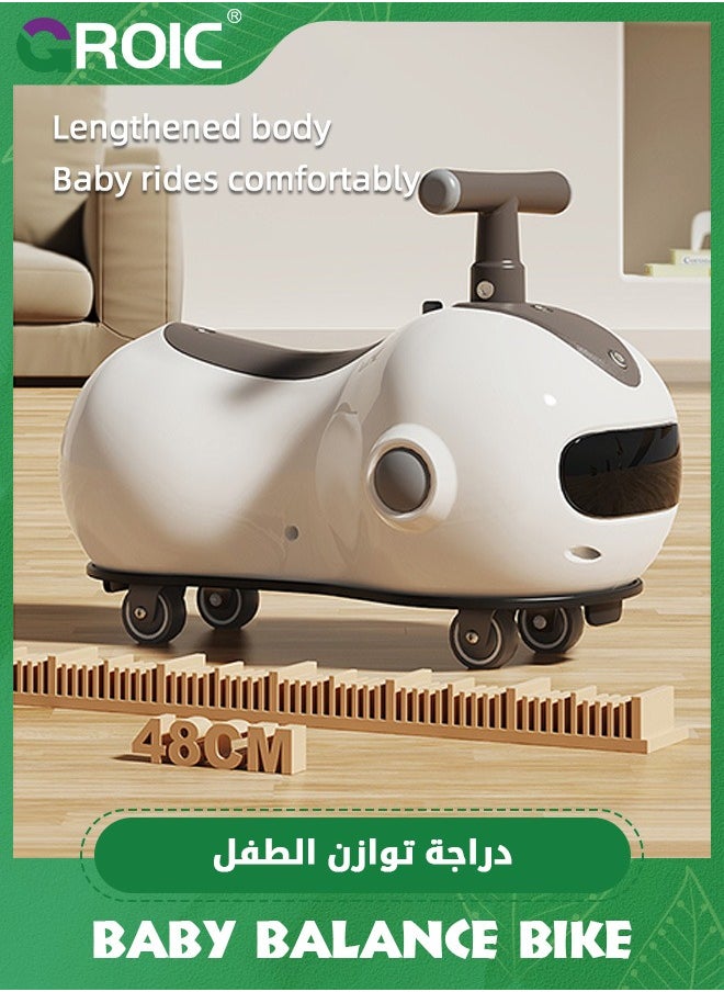 Baby Balance Bike with Lights and Music, Baby Peanut Twist Car, Cute Ride On Car Toys Swing Wiggle Car with 4 Universal Wheels, Toddler Balance Bicycle Sliding Car Gift for 1-3 Years Old