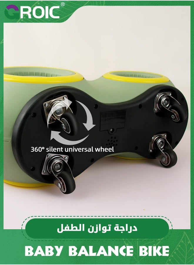 Baby Balance Bike with Four-wheel Lights and Music, Baby Peanut Twist Car, Cute Ride On Car Toys Swing Wiggle Car with 4 Universal Wheels, Toddler Balance Bicycle Sliding Car Gift for 1-3 Years Old