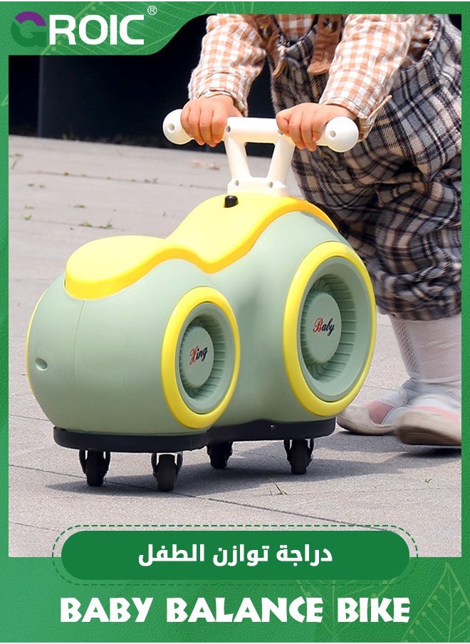 Baby Balance Bike with Four-wheel Lights and Music, Baby Peanut Twist Car, Cute Ride On Car Toys Swing Wiggle Car with 4 Universal Wheels, Toddler Balance Bicycle Sliding Car Gift for 1-3 Years Old