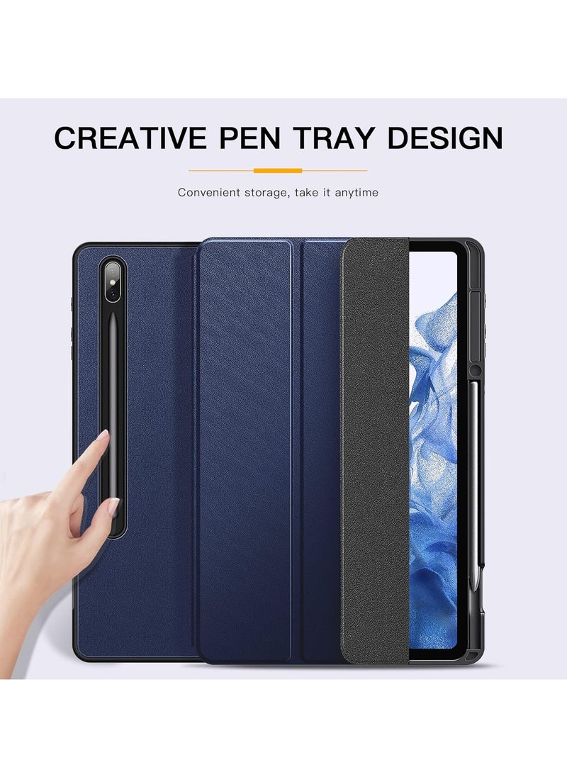 Case for Samsung Galaxy Tab S8 / S7 with S Pen Holder, Ultra Slim Smart Cover with Auto Sleep/Wake for Galaxy tab S8 / S7 Tablet 2022, (Blue)