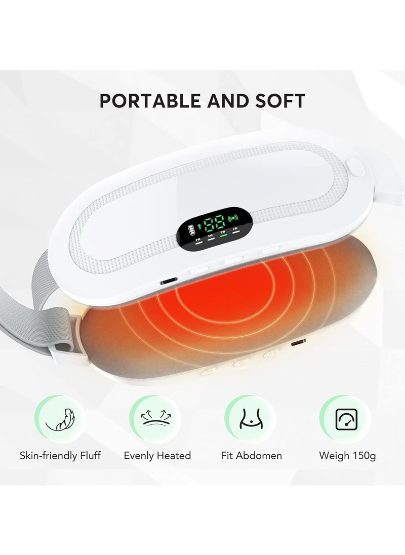 Electric Slimming Belt, Portable Cordless Heating Pad Fat Burning Belly Fat Burner Loss Weight Vibrating Body Shape Vibration Massage 3 Modes Abdominal Massager Machine for Women, (White)