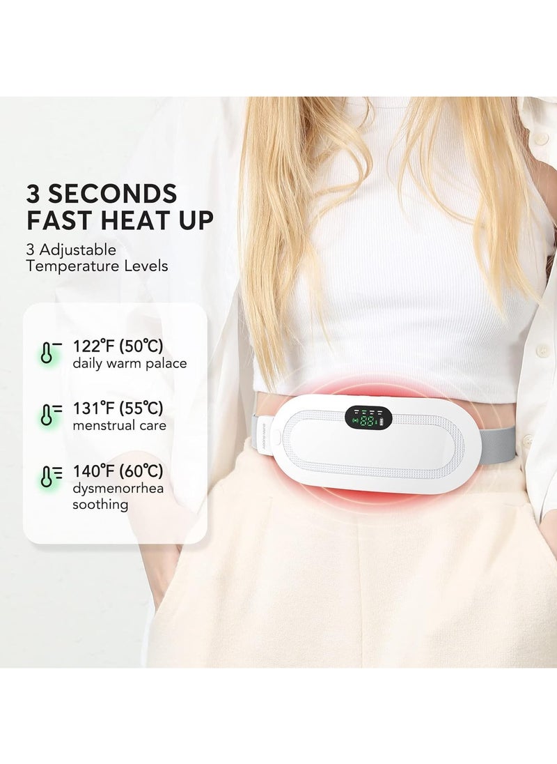 Electric Slimming Belt, Portable Cordless Heating Pad Fat Burning Belly Fat Burner Loss Weight Vibrating Body Shape Vibration Massage 3 Modes Abdominal Massager Machine for Women, (White)