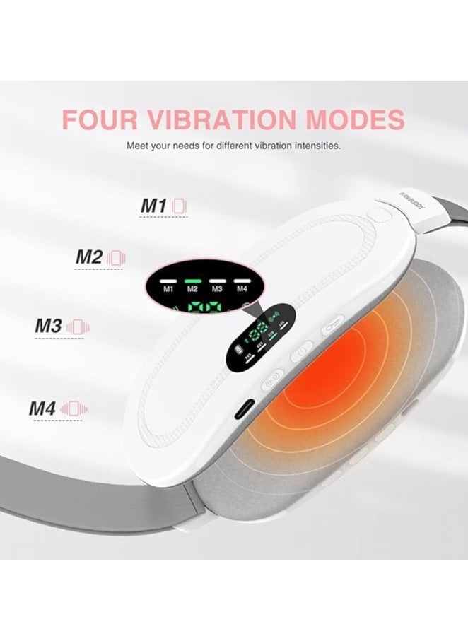 Electric Slimming Belt, Portable Cordless Heating Pad Fat Burning Belly Fat Burner Loss Weight Vibrating Body Shape Vibration Massage 3 Modes Abdominal Massager Machine for Women, (White)