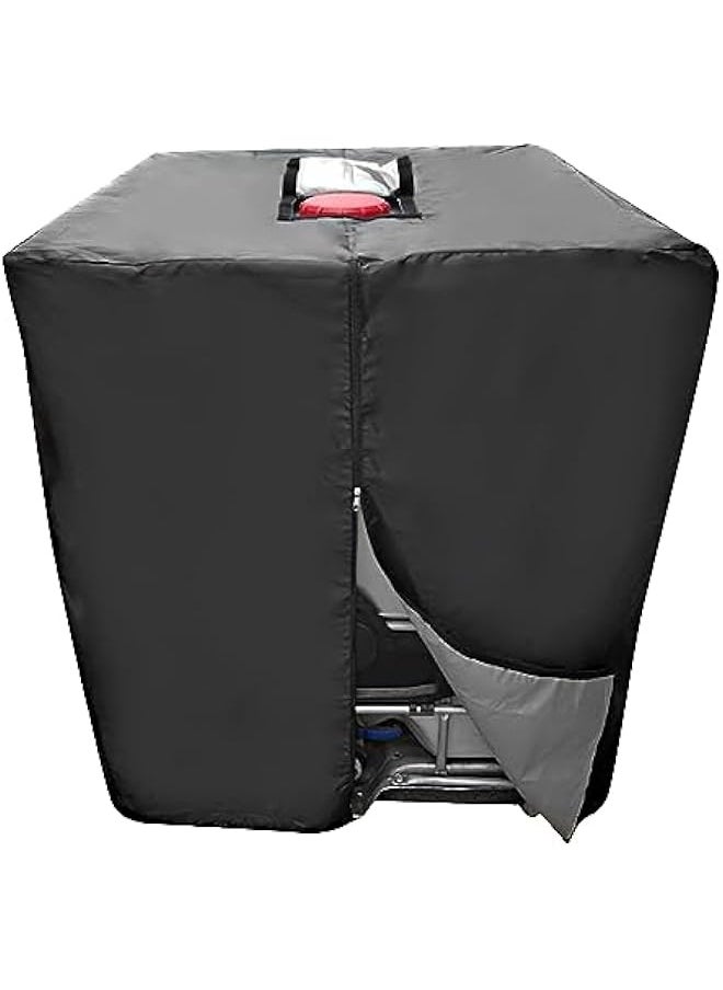 IBC Tote Cover for 275 Gallon (1000L), Outdoor IBC Ton Barrel Rain Barrel Water Tank Protective Cover, with Zipper, Waterproof ,210D Oxford Cloth Cover (Black), 120*116*100 cm