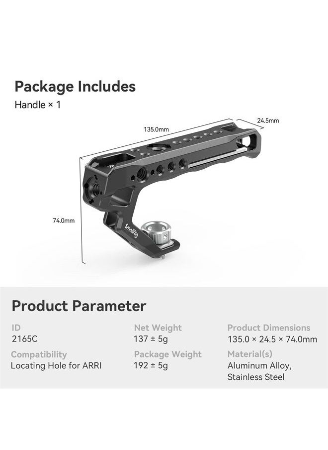 SmallRig Ergonomic Handle with Locating Holes for ARRI, Anti-Off Designed Cold Shoe Adapter - 2165