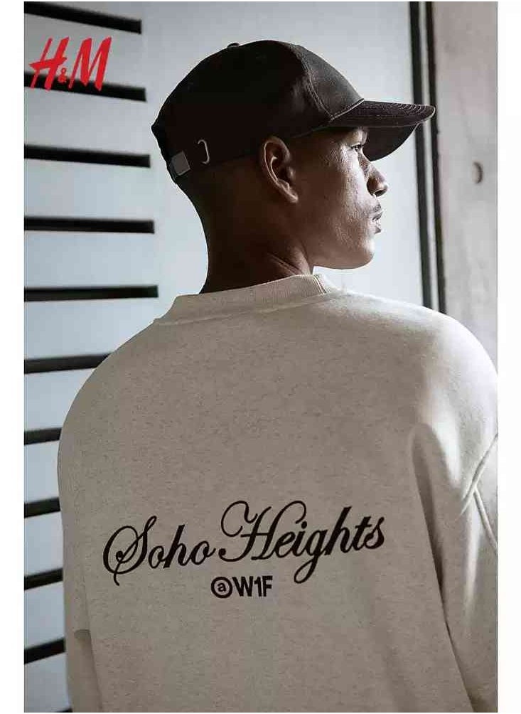 HM New Fashionable Casual Round Neck Loose American Long Sleeved Sweatshirt