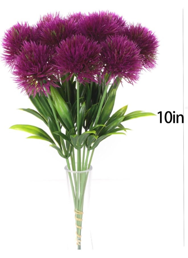 Artificial Dandelion Flowers，14 Pcs Dandelion Artificial Flowers Plants Bouquet Plastic Flower，UV Resistant Fake Plastic Flowers， for Home Decoration/Wedding Decor (Rose red)