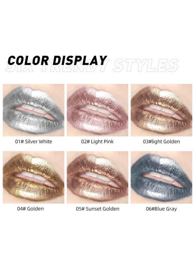 2PCS Liquid Glitter Diamond Eyeshadow, 2 in 1 Liquid Lipstick and Eyeshadow Metallic Lipstick Waterproof Long Lasting Lip Glaze Tint Charming Makeup for Eyes and Lips (Light Pink, Sunset Golden)