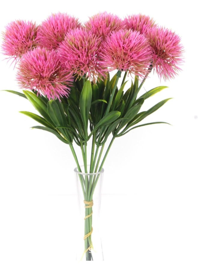 Artificial Dandelion Flowers，14 Pcs Dandelion Artificial Flowers Plants Bouquet Plastic Flower，UV Resistant Fake Plastic Flowers， for Home Decoration/Wedding Decor (Pink)