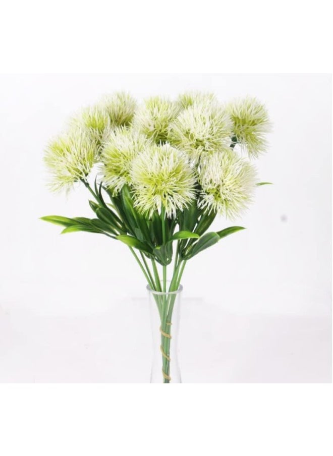 Artificial Dandelion Flowers，14 Pcs Dandelion Artificial Flowers Plants Bouquet Plastic Flower，UV Resistant Fake Plastic Flowers， for Home Decoration/Wedding Decor (White)
