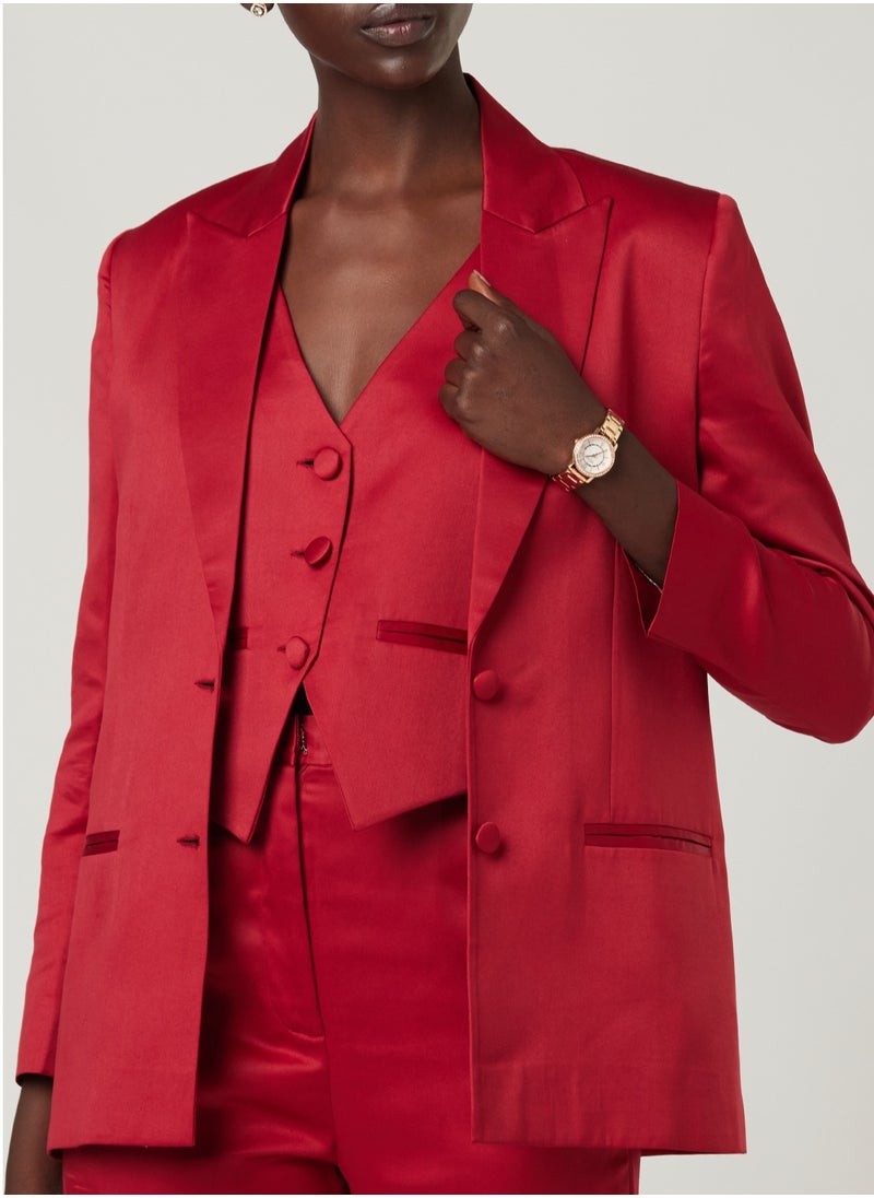 Red Three Piece Suit set with Vest