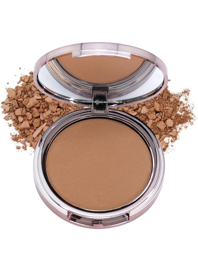 Usa. 2-In1 Compact Face Pressed Powder & Contour Bronzer. Weightless, Buildable Coverage. Velvet Finish. -Deep