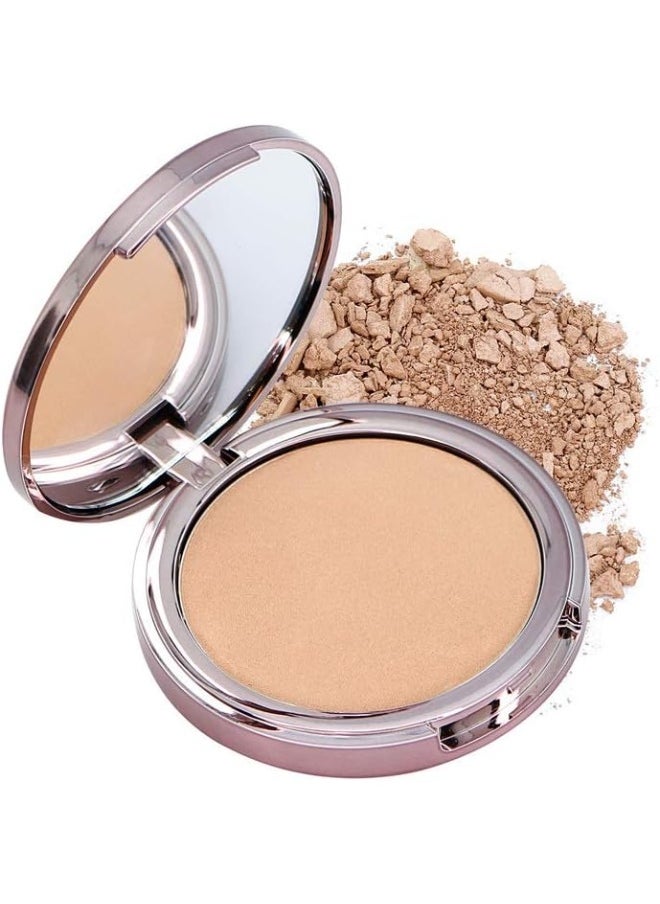 Usa. 2-In1 Compact Face Pressed Powder & Contour Bronzer. Weightless, Buildable Coverage. Velvet Finish. -Light