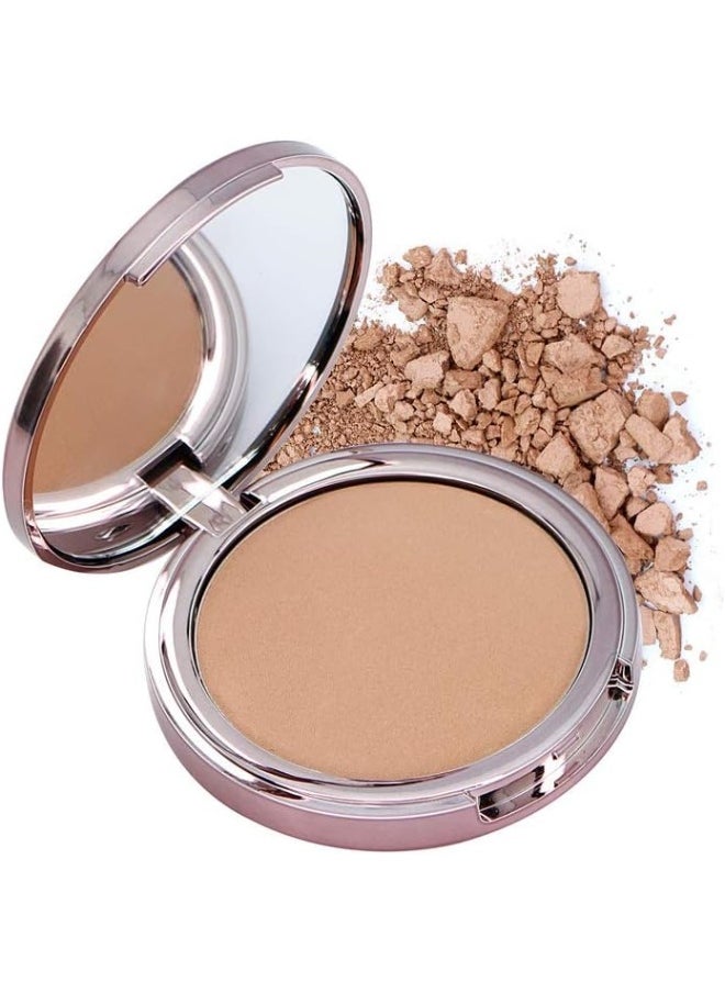 Usa. 2-In1 Compact Face Pressed Powder & Contour Bronzer. Weightless, Buildable Coverage. Velvet Finish. -Medium