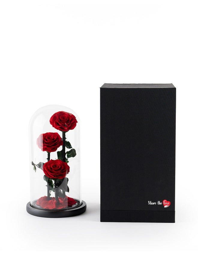 Timeless Red Rose in Glass Dome – Preserved Single Rose for Lasting Love and Elegance | Ideal Gift for Special Moments