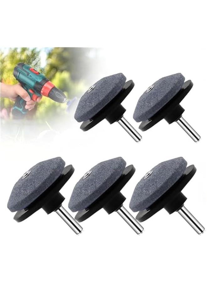 Lawnmower Dull Blade Sharpener,Lawn Mower Blade Sharpener for Power Hand Drill,Universal Wear Resistant Lawn Mower Sharpener Tool,Double Layer Corundum Lawn Mower Blade Sharpener (Black 5PCS)