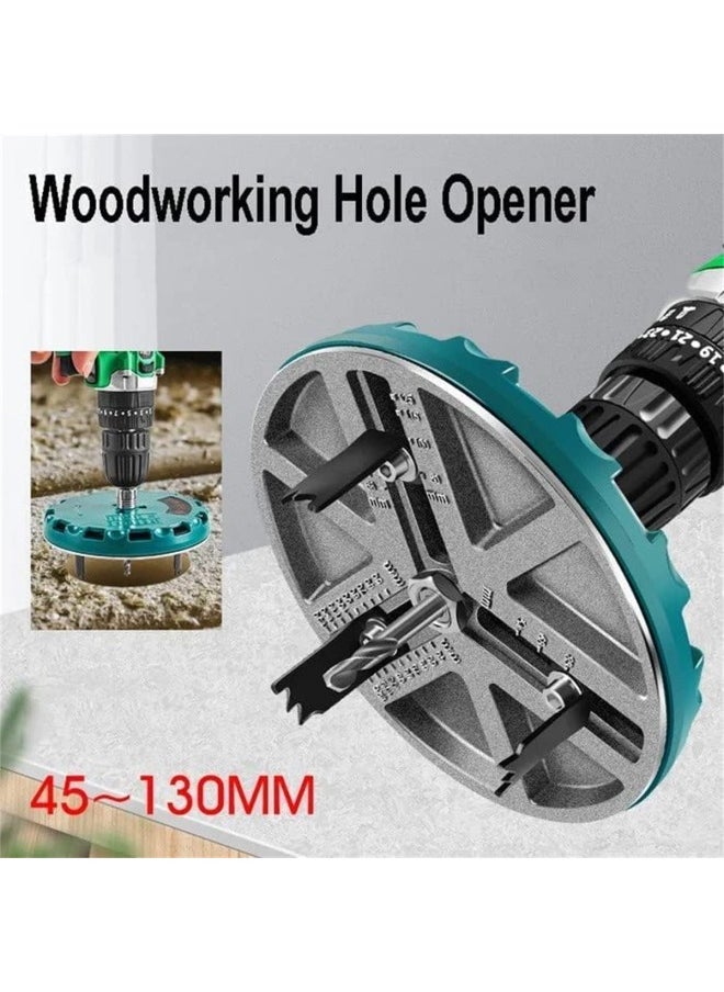 Adjustable Round Hole Saw Tool,Adjustable Punch Saw Tool for Drilling, Adjustable Punching Saw, Adjustable Punching Saw Diameter 45-130MM Woodworking Cutting Tools Hole Opener,Round Hole Opener Tool.