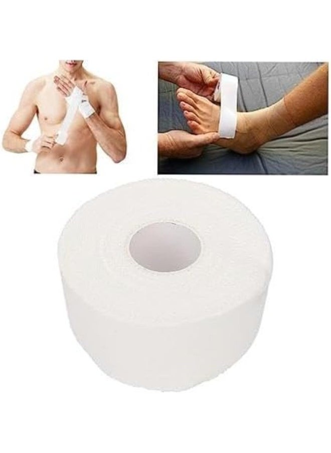 Flexible Waterproof Athletic Tape - Easy Tear and Strong Sports Injury Tape for Wrists Toes & More - Cotton Blend White (3.8cm x 13.7m)