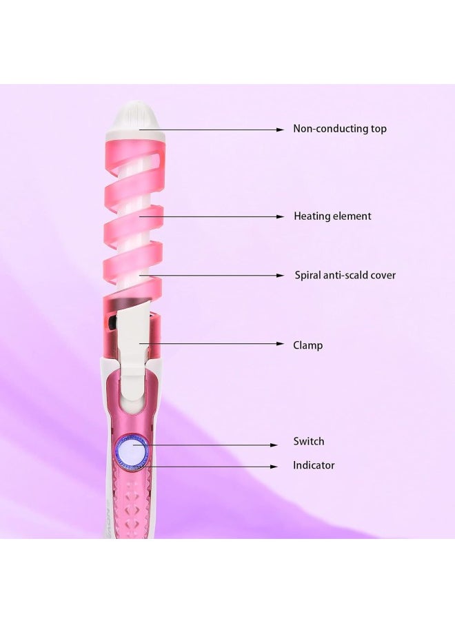 Hair Waver,Electric Hair Curling Wand Spiral Hair Curler Hair Crimper Curling Iron Hairstyling Tool Home Curling Iron 110\u2011240V Professional Portable Hair Salon Spiral Curl Ceramic(US)